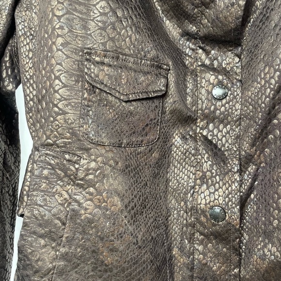 Yansi‎ Fugel Cotton Blend Animal Print Textured Jacket in Brown Size Medium - Picture 3 of 10